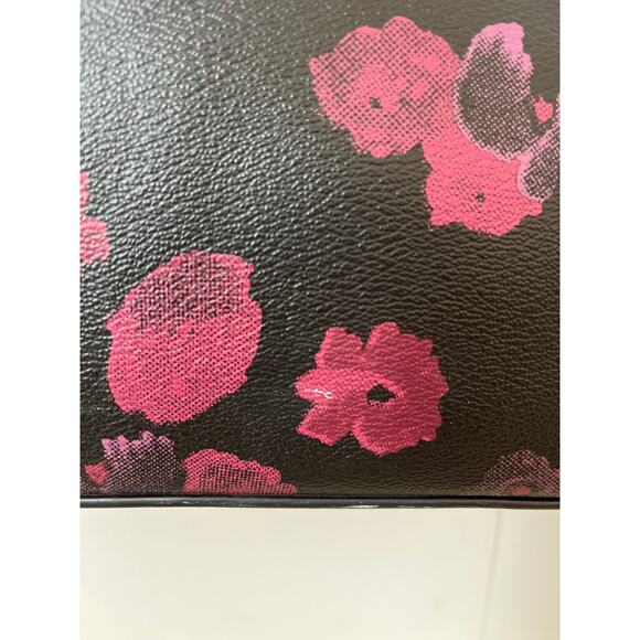 COACH Casey Halftone Floral Crossgrain Black Wine Satchel - Picture 5 of 11